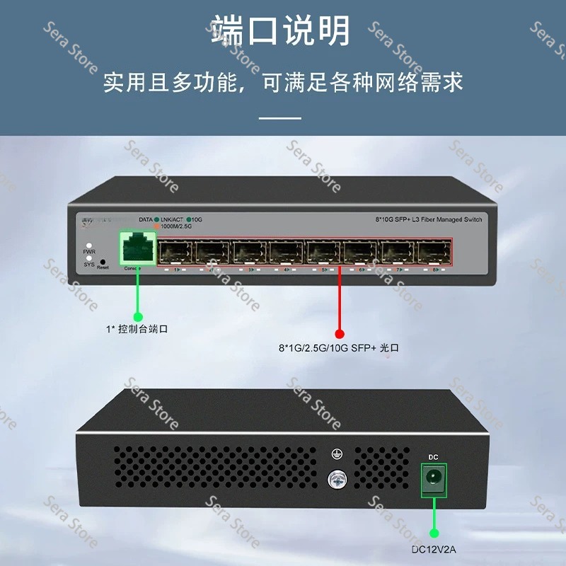 Sfp+ 10G Managed Switch 8 Port - 8ポート フル10ギガビット イーサネットスイッチ ホームサーバー NAS コンピューター