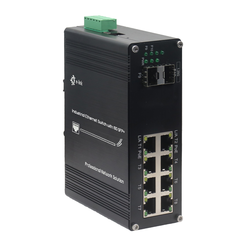 Managed Gigabit Poe Switch 8 Port 802.3At - 産業用8ポートL2マネージドギガビットPoEファイバースイッチ、2つのギガビットSFPスロット搭載ネットワークスイッチ、802.3at 30W、48-57V DC入力