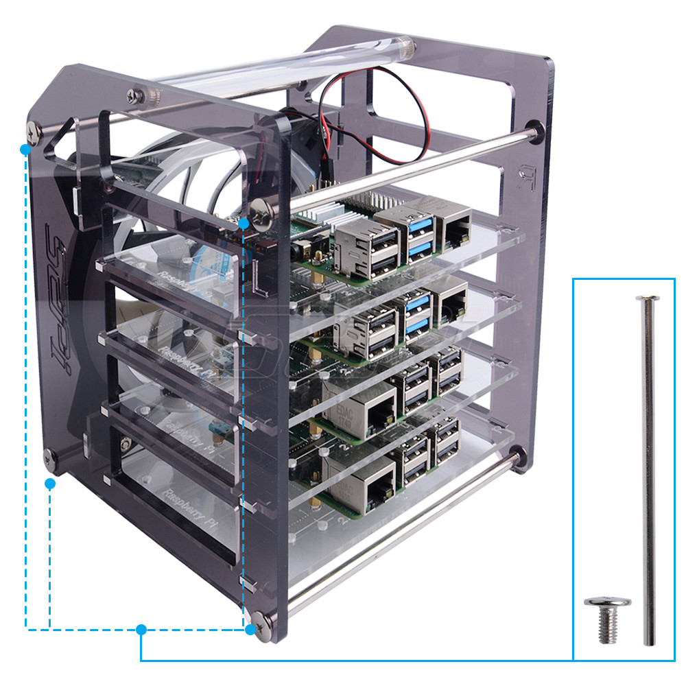 52piラックタワー,4層アクリルクラスター,冷却ファン,L - Deskpi Super6C のレビューと価格
