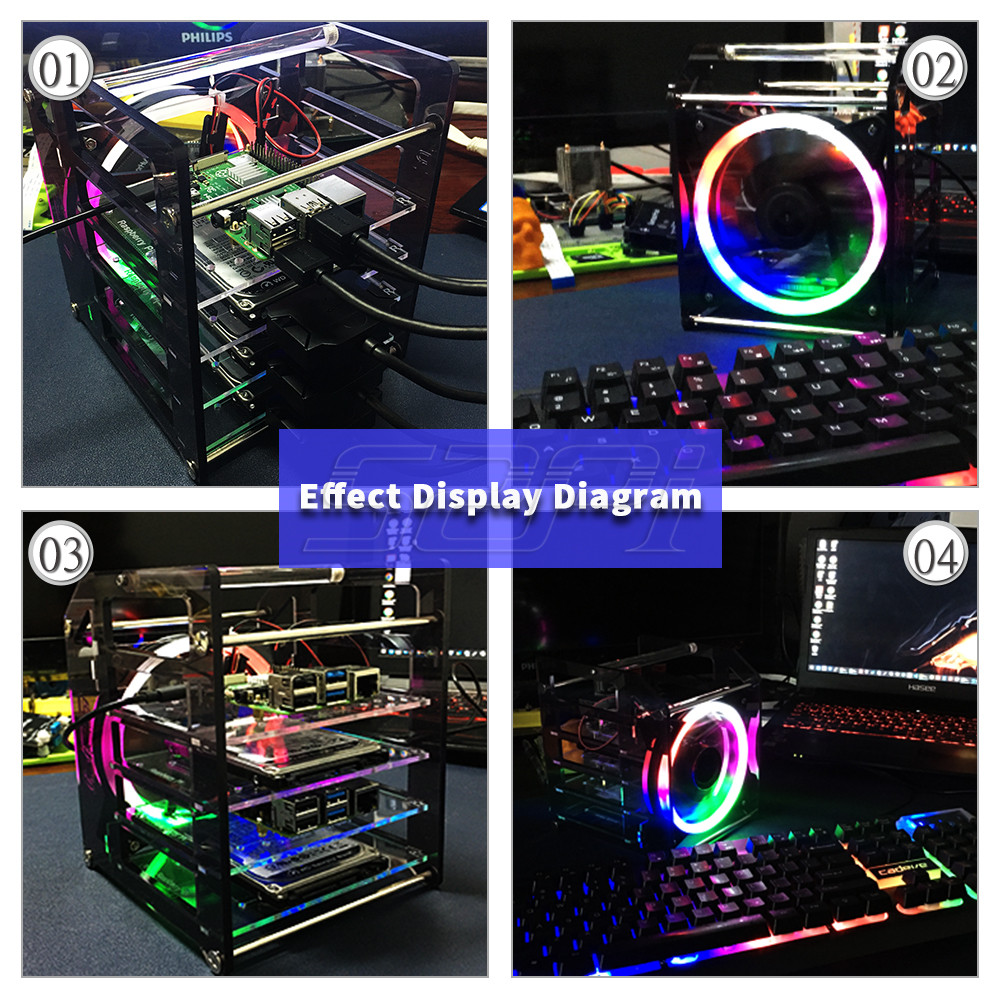 52piラックタワー,4層アクリルクラスター,冷却ファン,L - Deskpi Super6C のレビューと価格