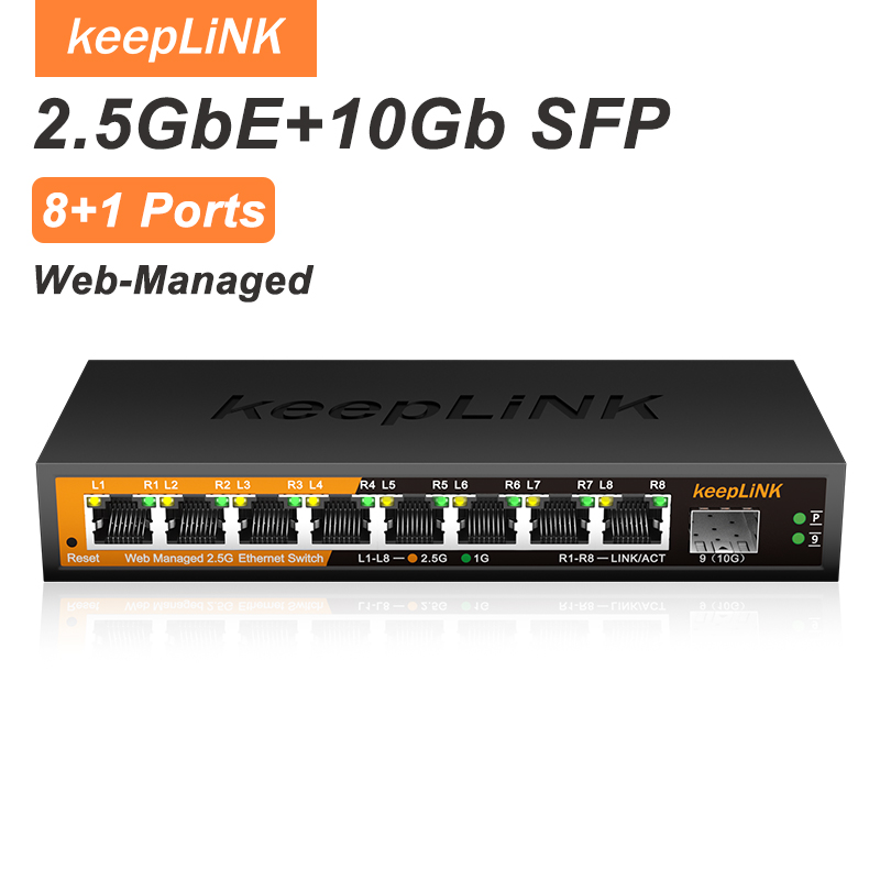 KeepLiNK KP-9000-9XHML-X 2.5Gb - Sfp+ 10G Managed Switch 8 Port のレビューと価格