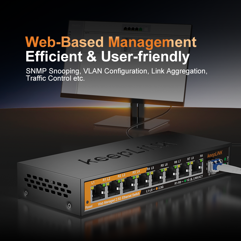 KeepLiNK KP-9000-9XHML-X 2.5Gb - Sfp+ 10G Managed Switch 8 Port のレビューと価格